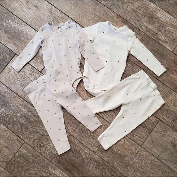 H&M 2 sets of long sleeve bodysuits and pants size 9 months - Picture 12 of 12